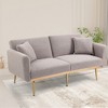VYNXARIA Velvet Sofa ,Accent sofa,loveseat sofa with metal feet,Grey Teddy - 2 of 4