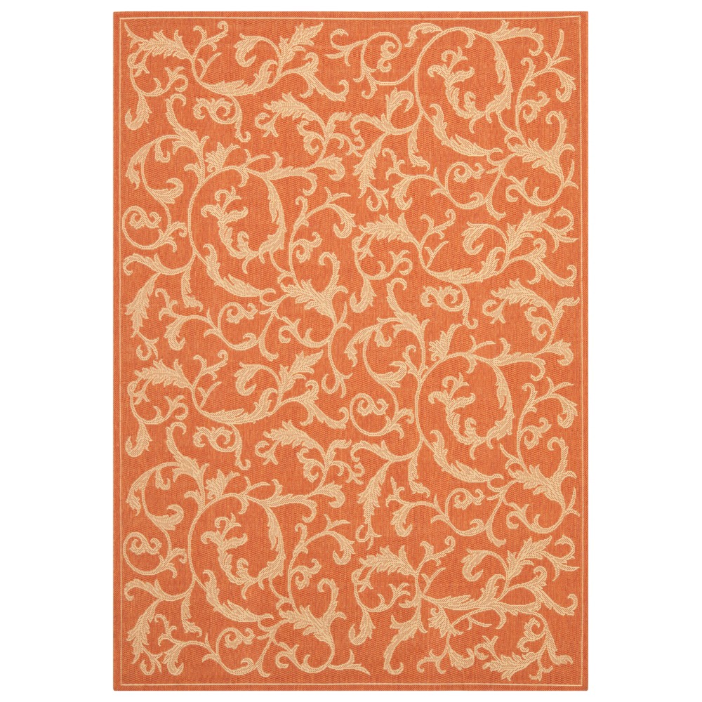 5'3 X7'7  Jassy Outdoor Rug Terracotta/Natural - Safavieh Savoy indoor outdoor rugs bring interior design style to busy living spaces, inside and out. Savoy is beautifully styled with patterns from classic to contemporary, all draped in fashionable colors and made in sizes and shapes to fit any area. Savoy rugs are made with enhanced polypropylene in a special sisal weave that achieves intricate designs that are easy to maintain - simply clean with a garden hose. Savoy indoor-outdoor rugs are made with durable synthetic materials to help them to withstand high traffic and natural weather elements. Size: 5'3  x 7'7 . Color: Terracotta/Natural. Pattern: Scroll.