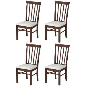 Aghana Digitals 4-Piece Farmhouse Dining Chairs, Rubber Wood Frame with Foam Cushion, Dark Brown & - 1 of 4