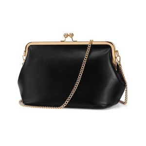 Women's Kiss Lock Crossbody Bag PU Medium Handbags Kiss Clasp Crossbody Shoulder Bags - 1 of 4