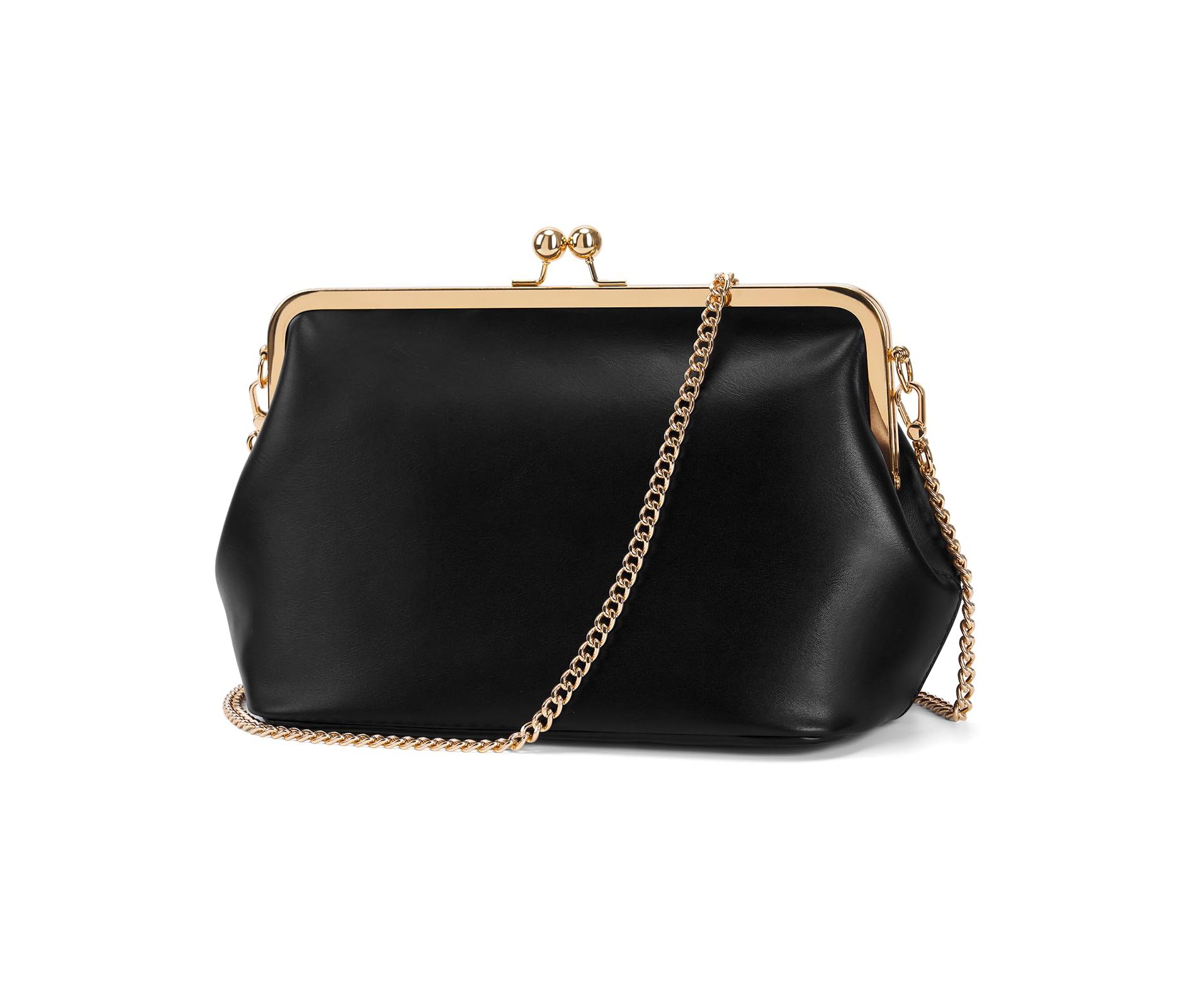 Women's Kiss Lock Crossbody Bag PU Medium Handbags Kiss Clasp Crossbody Shoulder Bags