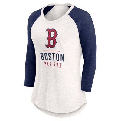 MLB Boston Red Sox Women's White 3/4 Sleeve Fashion T-Shirt