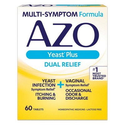 AZO Yeast Plus Dual Relief, Yeast Infection + Vaginal Symptom Relief - 60ct