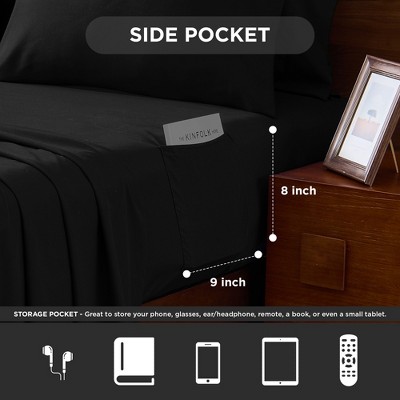 Regency Heights 9Pcs BIAB Woven Stripe Texture Comforter Set, Premium Touch Solid Color Bed Set with Matching Shams and Sheets, Black, Queen — фото 4