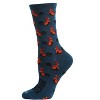 Memoi What the Cluck Bamboo Blend Chicken Crew Socks Legion Blue 9-11 - 4 of 4
