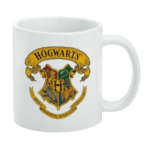 Harry Potter Ilustrated Hogwart's Crest Ceramic Coffee Mug, Novelty Gift Mugs for Coffee, Tea and Hot Drinks, 11oz, White - 1 of 4