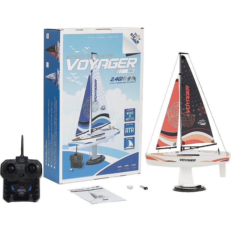 Playsteam Voyager 280 Motor-Power RC Sailboat - Red, 1 of 8