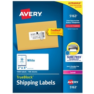 Avery Shipping Labels, 2" x 4", White, 1,000 Labels (5163) - 1 of 4
