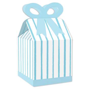 Big Dot of Happiness Blue Stripes - Square Favor Gift Boxes - Simple Party Bow Boxes - Set of 12