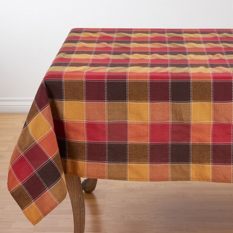Saro Lifestyle Cotton And Poly Blend Stitched Plaid Tablecloth, 3 of 7