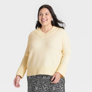 Women's Cozy Knit Boxy Pullover Sweater - A New Day™ - 1 of 3