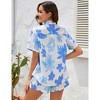 Clearlove Women's 2 Piece Outfits Short Sleeve Button Down Shirts Top High Waist Shorts Set Tracksuit - 4 of 4