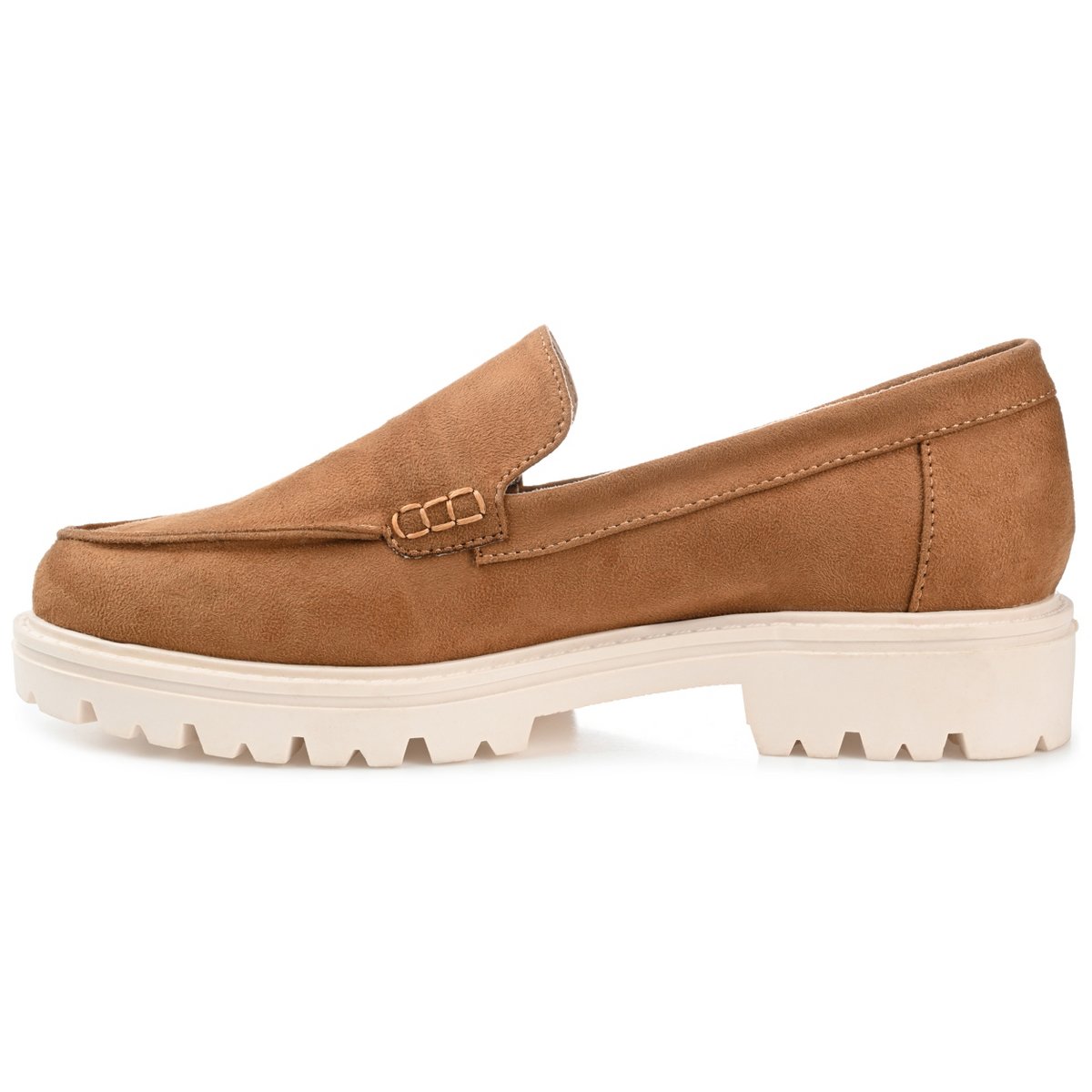 Женские туфли Journee Collection Women's Erika Medium and Wide Width Loafer Almond Toe Slip On Flats Tan 9.5WD — фото 2