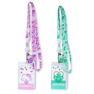 Surreal Entertainment Sanrio Hello Kitty and Keroppi Boba Tea Lanyards With Badge Holders | Set of 2 - 1 of 4