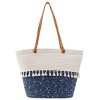 Magid Natural Cotton Woven & Faux Leather Fringe Shoulder Tote - 2 of 4