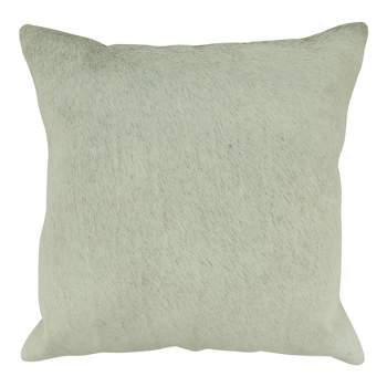 Saro Lifestyle Cowhide Throw Pillow with Down Filling, 18", Gray