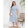 Coolmee Women's Plus Size Floral Print Dress Smocked Elastic Waist Midi Dress - 2 of 4