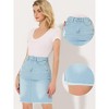 Allegra K Women's Denim Casual Distressed Knee Length Jeans Skirts - 2 of 4