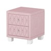 JUJABU Elegant Tufted Velvet Nightstand with 2 Drawers and Crystal Handles - 2 of 4