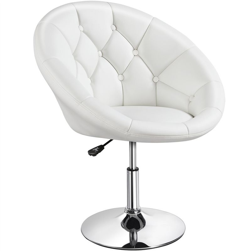 Yaheetech Height Adjustable Swivel Upholstered Round Accent Chair Barrel Chair, 1 of 10