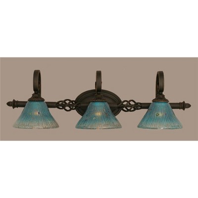 Toltec Lighting Elegante 3 - Light Vanity in  Dark Granite with 7" Teal Crystal Shade