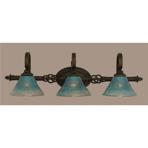 Toltec Lighting Elegante 3 - Light Vanity in  Dark Granite with 7" Teal Crystal Shade - 1 of 1