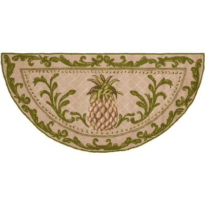 Monogram MON256 Letter A Hand Hooked Outdoor Door Mat - Yellow/Green - 3'x6' - Safavieh