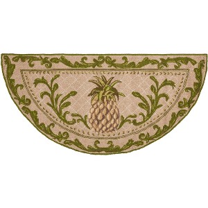 Monogram MON256 Letter A Hand Hooked Outdoor Door Mat - Yellow/Green - 3'x6' - Safavieh - 1 of 2