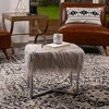 BirdRock Home Rectangular Grey Faux Fur Foot Stool Ottoman with Grey Legs - 2 of 4