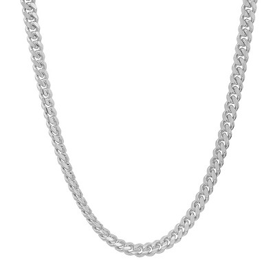 Steeltime unisex sterling silver 24" Miami Cuban link chain necklace. Color Options: Silver, Gold