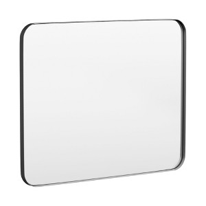Tempered Glass Rounded Rectangle Framed Wall-Mounted Bathroom Vanity Mirror - 1 of 1