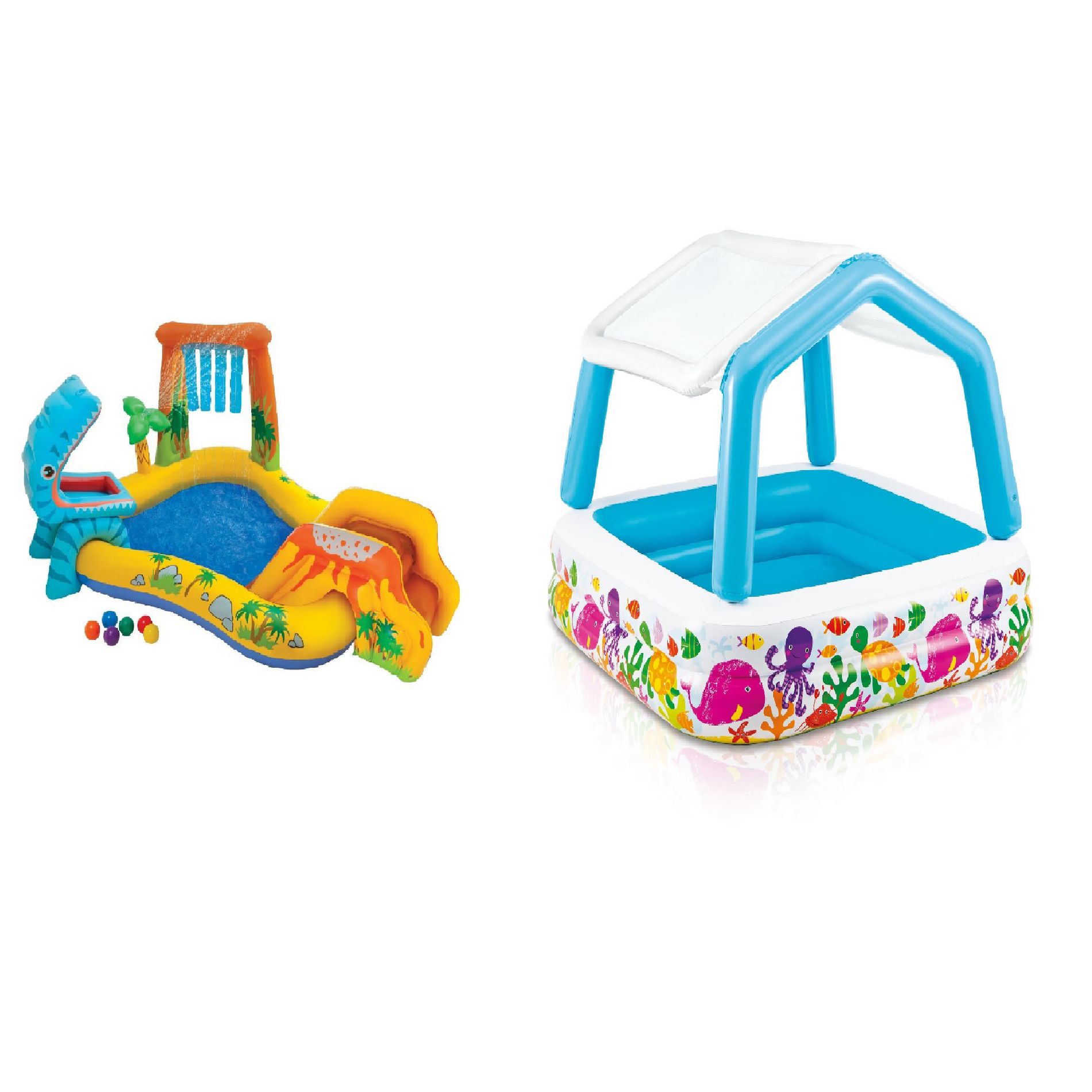 Intex 8' x 6.25' x 43" Dinosaur Play Center w/ 5' x 48" Kids Swimming Pool