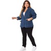 Agnes Orinda Women's Plus Size Denim Notched Lapel Color Block Stretch Blazers - 3 of 4