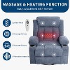 Swivel Recliner Chair,Wide Rocker Chair with Heat Massage,Single Rocking Chair with 3 Positions,2 Side Pockets,Cup Holders,USB Ports,Remote Control - 3 of 4