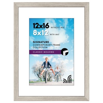 Americanflat 12x16 Picture Frame in Driftwood - Displays 8x12 With Mat and 12x16 Without Mat - Composite Wood with Shatter Resistant Glass