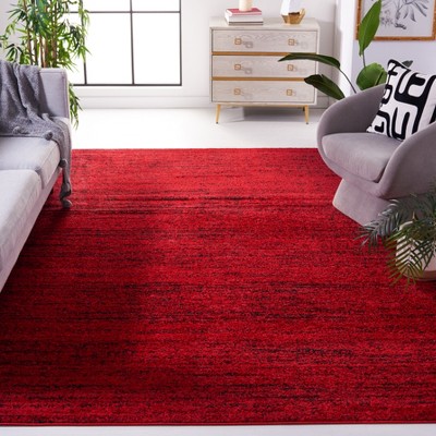 Red and Black Striped Synthetic 6' x 9' Area Rug