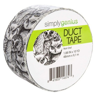 Simply Genius Pattern Duct Tape Heavy Duty, Craft Supplies for Adults, Single Roll 1.8 in x 10 yards, Colorful Tape for DIY (Noir Owl)