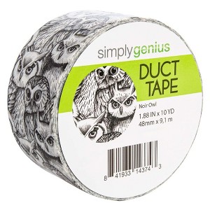 Simply Genius Pattern Duct Tape Heavy Duty, Craft Supplies for Adults, Single Roll 1.8 in x 10 yards, Colorful Tape for DIY (Noir Owl) - 1 of 4