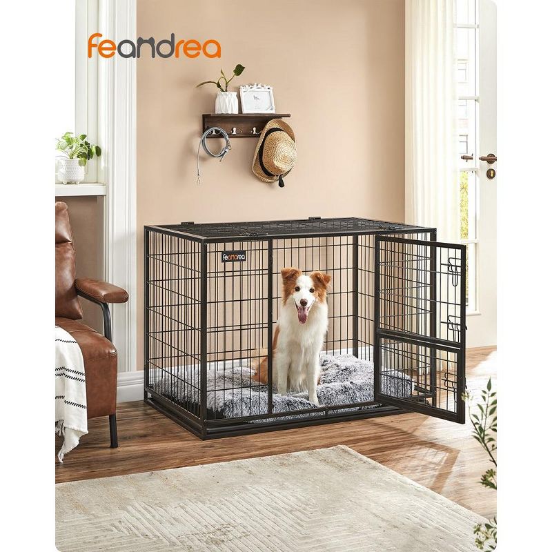 Feandrea Heavy-Duty Dog Crate, Metal Dog Kennel and Cage with Removable Tray, XL for Medium and Large Dogs, Black, 1 of 5