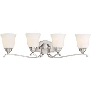 Minka Lavery Vintage Wall Light Brushed Nickel Hardwired 31" 4-Light Fixture Etched Opal Glass Bell Shade for Bathroom Living Room - 1 of 2