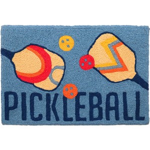 Jellybean Pickleball Doormat – Sporty Indoor/Outdoor Welcome Mat with Paddle & Ball Design, Machine Washable, 20" x 30" - 1 of 3