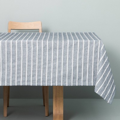 Dobby Woven Rib Stripe Tablecloth Faded Blue/White - Hearth & Hand™ with Magnolia