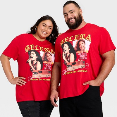 Latino Heritage Month Adult Selena Graphic Short Sleeve T-Shirt - Red