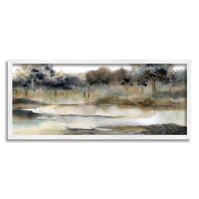 Stupell Trees By Lakeside Landscape Framed Giclee