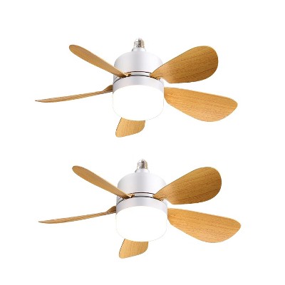 2 Pcs Socket Fan Light Bulb Dimmable LED Ceiling Fans with Lights and Remote E26 Base Plug in Ceilng Fans Adjustable for Kitchen Garage Bedroom