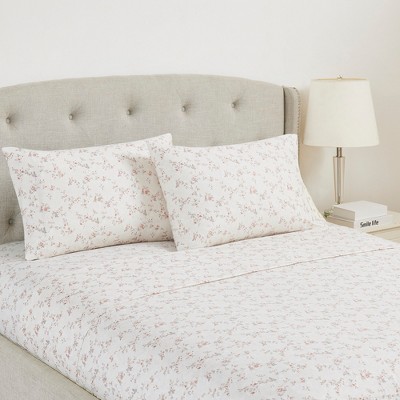 Queen Rose Clay Floral Print Microfiber Deep Pocket Sheet Set