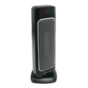 Comfort Zone CZ523RBK Portable 23 Inch Tall Widespread Adjustable Oscillating Digital Tower Personal Space Heater with Remote Control, Black - 1 of 4