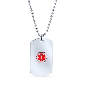 Bling Jewelry Small Medical Identification ID Dog Tag Pendant Necklace ...