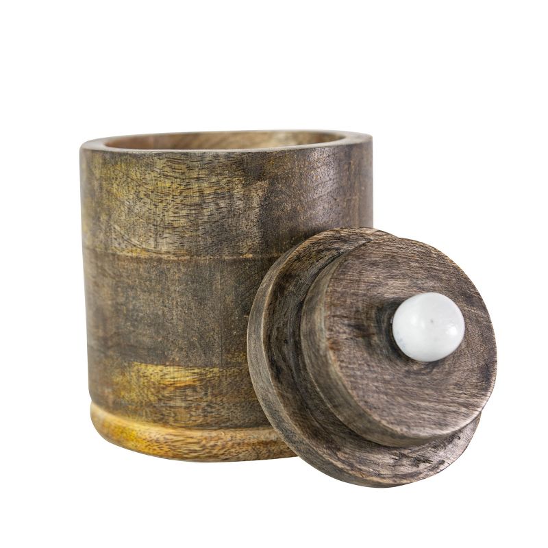 Round Canister Natural Mango Wood - Foreside Home & Garden, 5 of 7