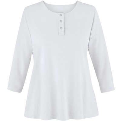 Collections Etc 3/4 Sleeve Scoop Neckline Knit Henley Top